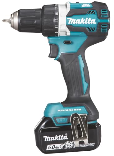 Makita Ddf484Rte - Trapano Avvitatore A Batteria, 18 V/5,0 Ah, 2 Batterie + Caricatore In Valigetta