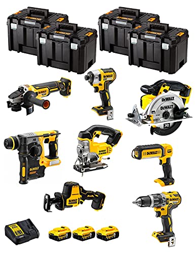 Dewalt Kit Dwk804T (Dcd796 + Dch273 + Dcg405 + Dcf887 + Dcs331 + Dcs369 + Dcs391 + Dcl050 + 3 Batterie 5,0 Ah + Caricabatterie + 4 X Tstak Vi)
