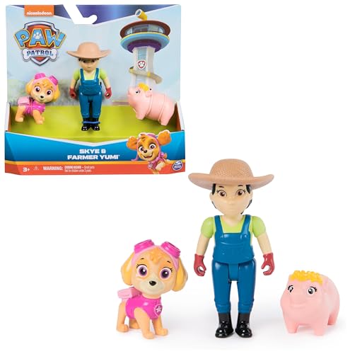 Paw Patrol, Set Di Personaggi Skye E Contadina Yumi Con Maialino, Giocattoli Per Bambini E Bambine Da 3 Anni In Su