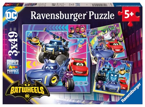Ravensburger - Puzzle Dc Batwheels, Idea Regalo Per Bambini 5+ Anni, Gioco Educativo E Stimolante, 3 Puzzle Da 49 Pezzi