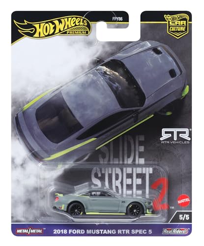 Hot Wheels Premium - Ford Mustang Rtr Spec 5 2018, Veicolo Car Culture Circuit Legends Da Collezione, Macchinina Hot Wheels Die-Cast, Giocattolo Per B