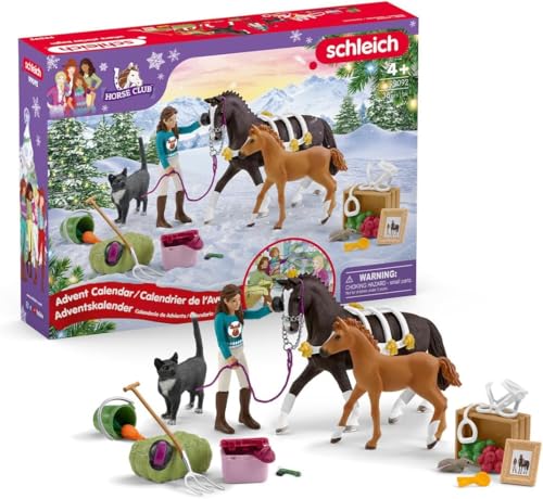 Schleich 99092 Calendario Dell’Avvento Horse Club 2024, Da 5 Anni, Horse Club - Playset, 36 Pezzi