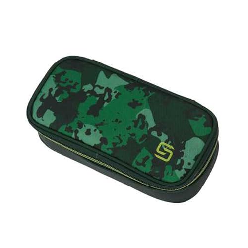 Walker- Schlamperbox Fame Uni Camo Green 49711-347-Fame 2.0 School Pencil Box, Astuccio Ampio Principale E Divisorio Bifacciale Con 20 Scomparti Per M