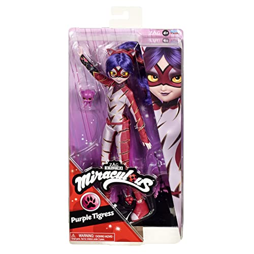 Bandai Miraculous Ladybug And Cat Noir Toys Purple Tigress - Bambola Alla Moda Articolata Da 26 Cm, Con Accessori E Miracolosa Kwami, Tigre Viola, Sta