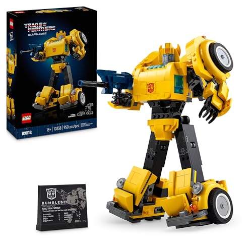 Lego Icons Transformers Bumblebee Action Figure Robot Da Collezione, Kit Modellismo Da Costruire Per Adulti A Tema Cinematografico Convertibile In Mod