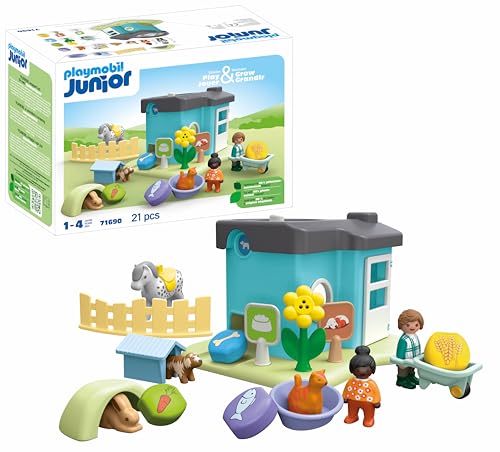 Playmobil Junior 71690 Pensione Per Animali, Inclusi Quattro Animali Domestici, Giocattolo Sostenibile Realizzato In Plastica A Base Vegetale, Giocatt