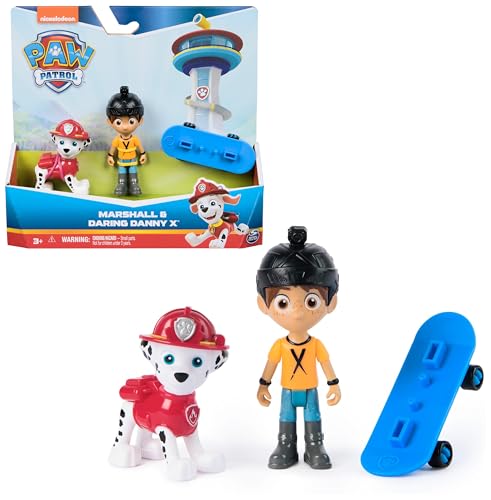 Paw Patrol, Set Di Personaggi Marshall Con Daring Danny X Con Skateboard, Giocattoli Per Bambini E Bambine Da 3 Anni In Su