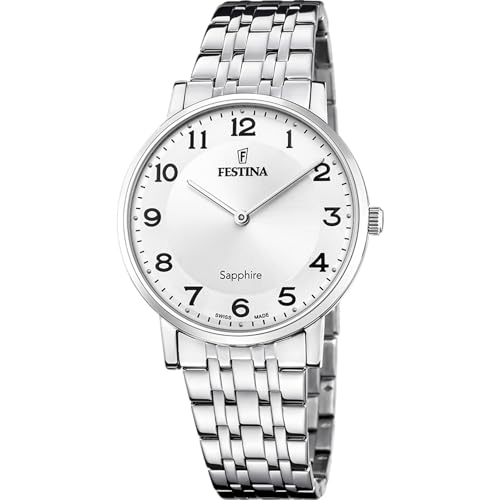 Festina Orologio Da Uomo F20045/1 Classics Cassa In Acciaio Inossidabile 316L Argento Cinturino In Acciaio Inossidabile 316L Argento, Bianco