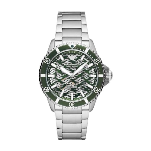 Emporio Armani Orologio Uomo, Movimento Automatico A Tre Lancette, Cassa In Acciaio 42 Mm Con Bracciale In Acciaio, Ar60061
