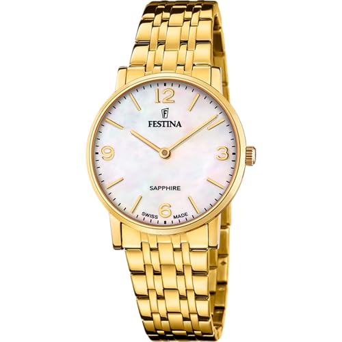 Festina Orologio Donna F20048/2 Classics Cassa In Acciaio Inox 316L Oro Cinturino In Acciaio Inox 316L Oro, Beige