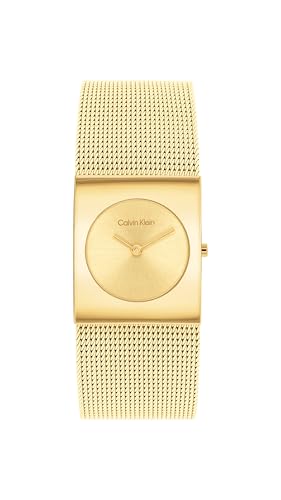 Calvin Klein Orologio Analogico Al Quarzo Da Donna Collezione Ck Pulse Con Cinturino In Maglia Metallica In Acciaio Inossidabile Dorato - 25100062