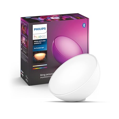 Philips Hue White And Color Ambiance Lampada Portatile Smart Hue Go, Bluetooth, Dimmerabile, 6W, Bianco