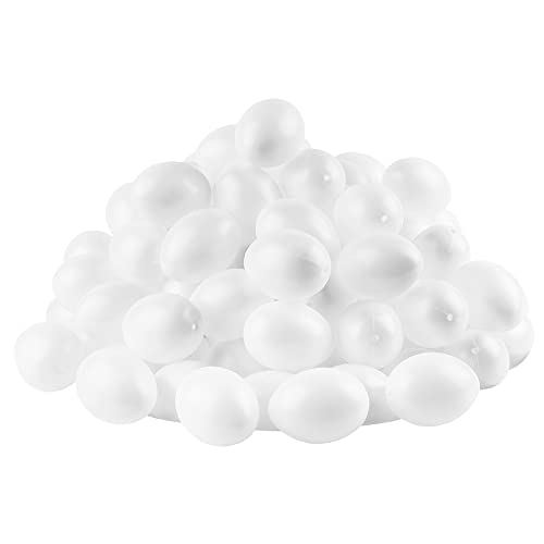 100 Uova In Plastica Con Foro, Altezza 6 Cm, Diametro Di 4 Cm, Colore Bianco