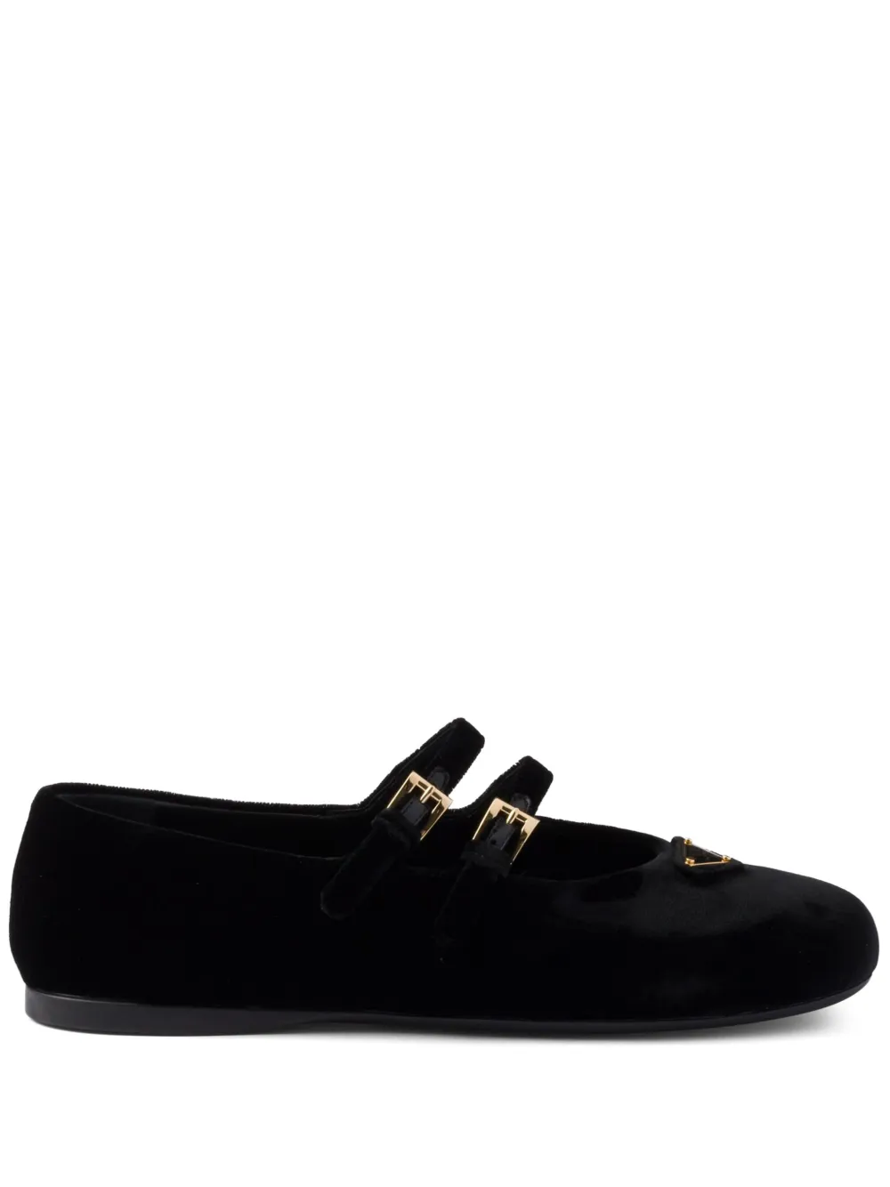 Prada velvet-finish ballerina shoes - Nero
