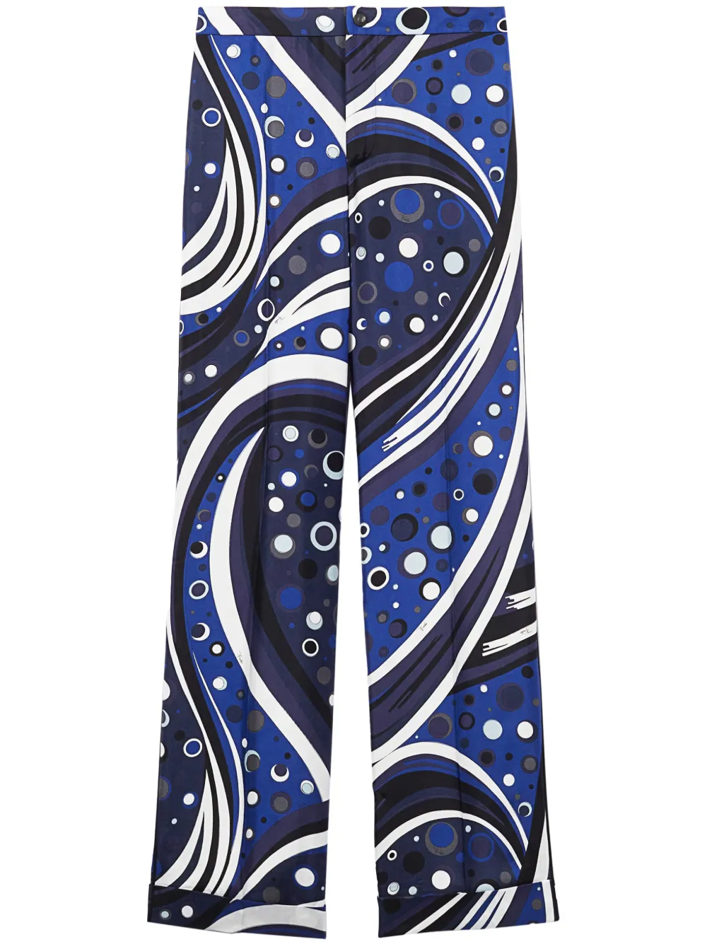 PUCCI fontane-print silk trousers - Blu