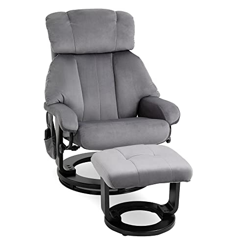 Homcom Poltrona Massaggiante Reclinabile Con Telecomando E Poggiapiedi, Poltrona Relax Con 10 Punti Massaggio, 74X85X102 Cm, Grigio