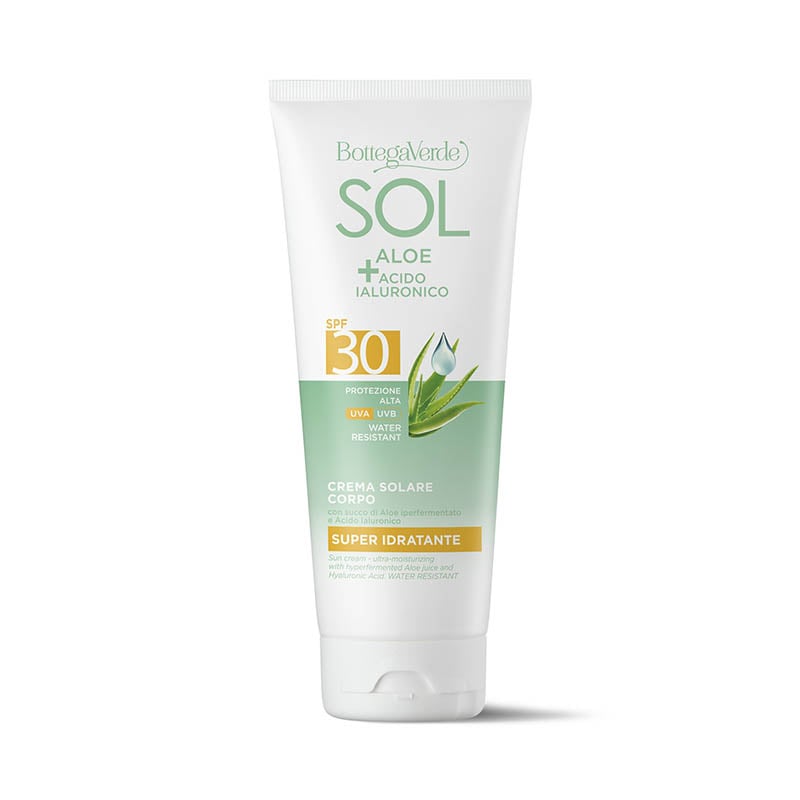 Bottega Verde SOL Aloe Acido Ialuronico - Crema solare - super idratante - con succo di Aloe iperfermentato e Acido Ialuronico - protezione alta SPF30