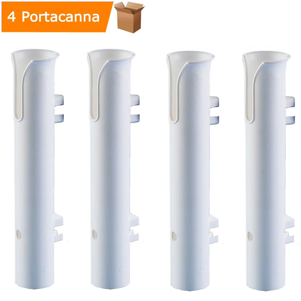 Portacanne 4 pezzi bianchi in plastica per barca pesca diametro mm 40