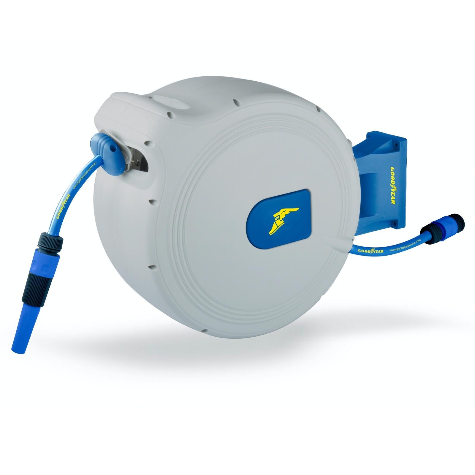 Avvolgitubo automatico 30 metri. supporto per tubo da giardino a parete con rotazione a 180 goodyear
