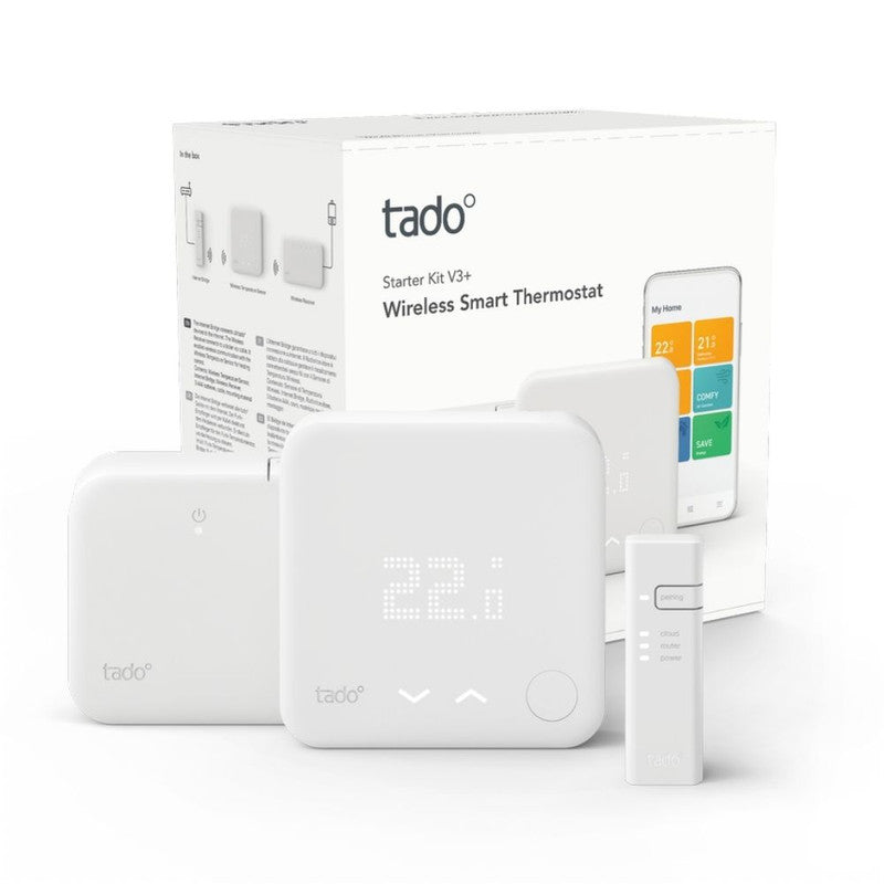 Tado termostato kit di base v3+ termostato intelligente wireless compatibile con alexa e google assistant bianco