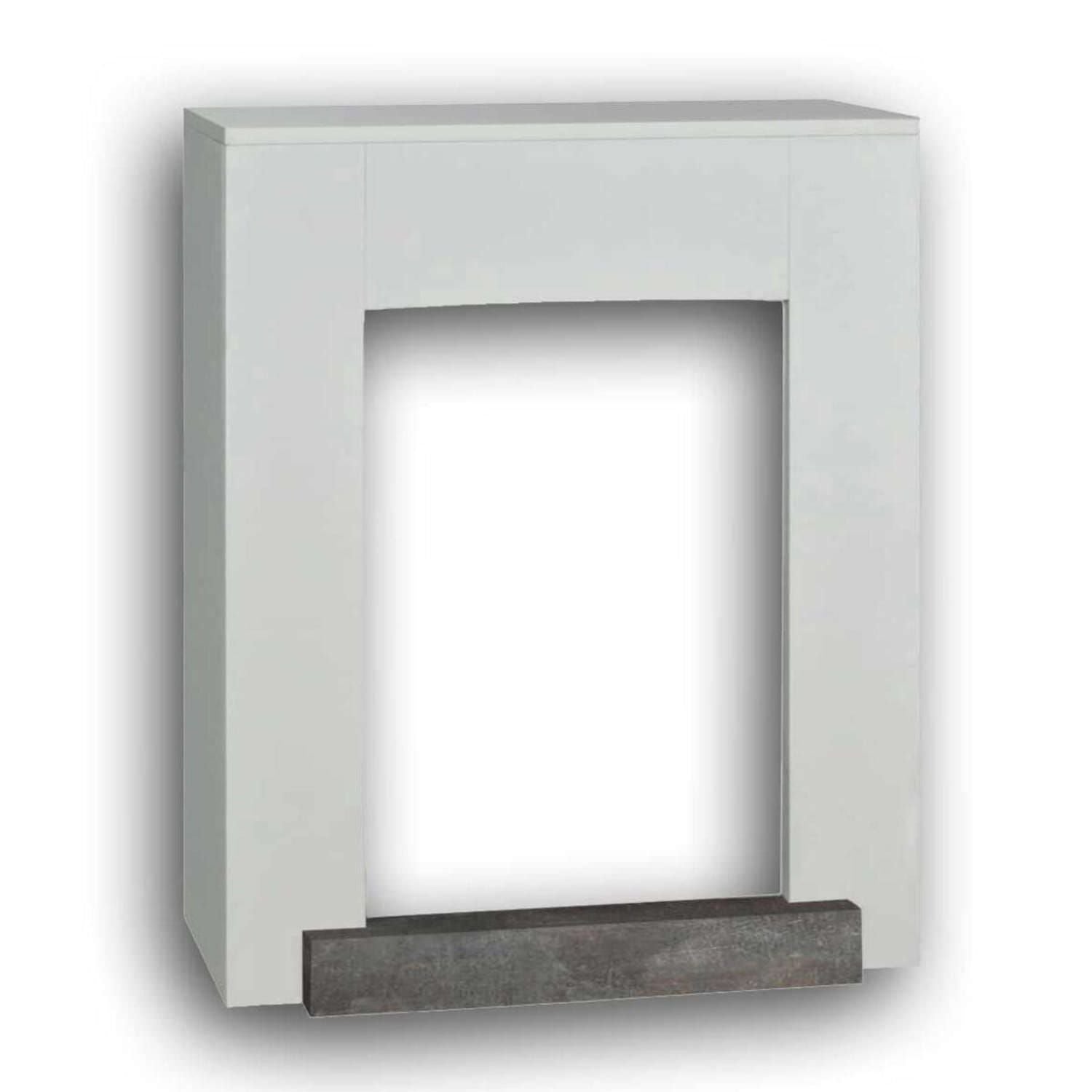 Xaralyn hamar cornice per caminetto in legno mdf stile moderno e lineare, bianco