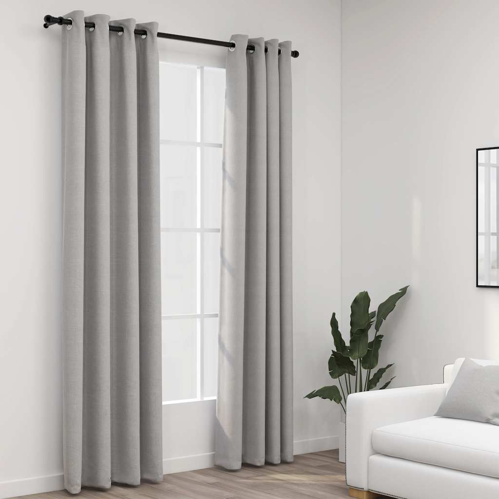 Tende oscuranti effetto lino con occhielli 2pz 140x245cm grigio 321170