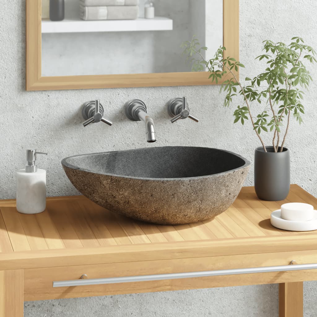 Lavandino in pietra di fiume ovale 37-46 cm cod mxl 54056