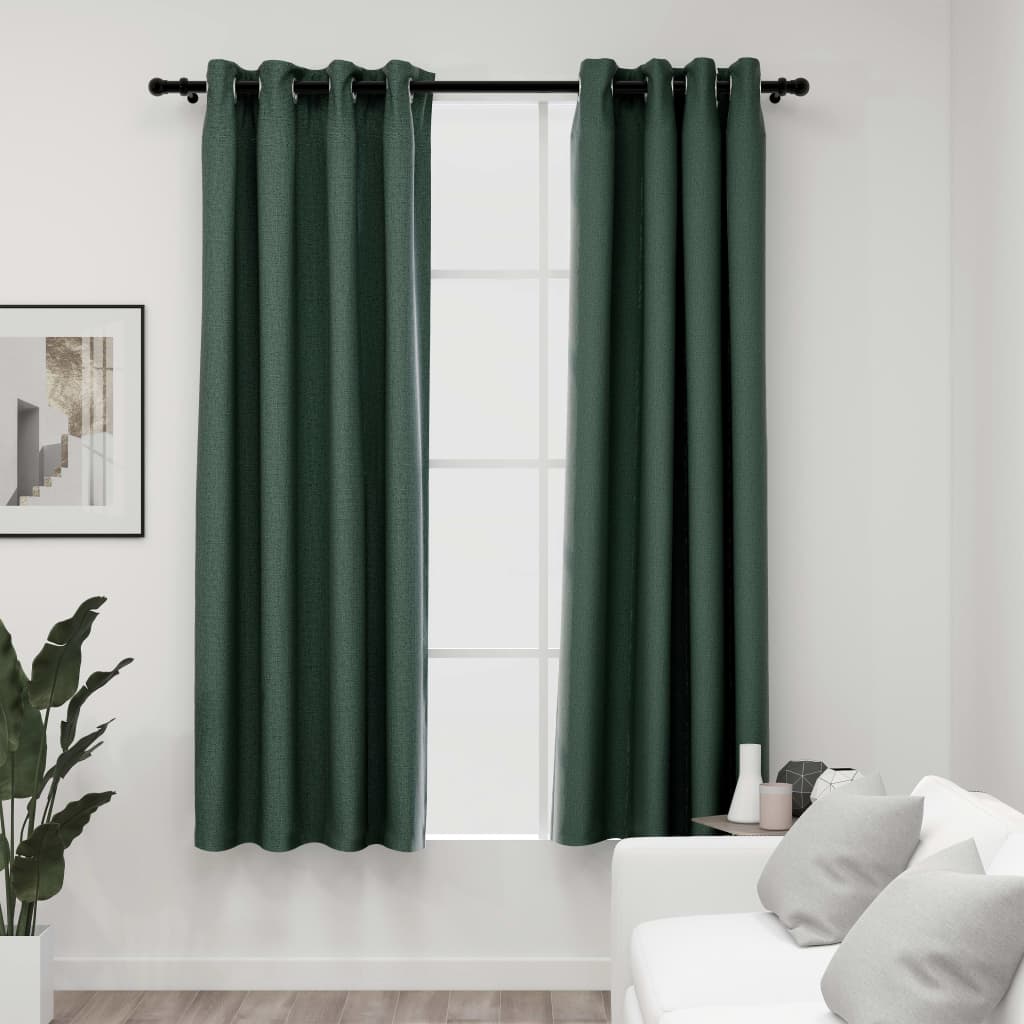 Tende oscuranti effetto lino con occhielli 2 pz verdi 140x175cm cod mxl 54811