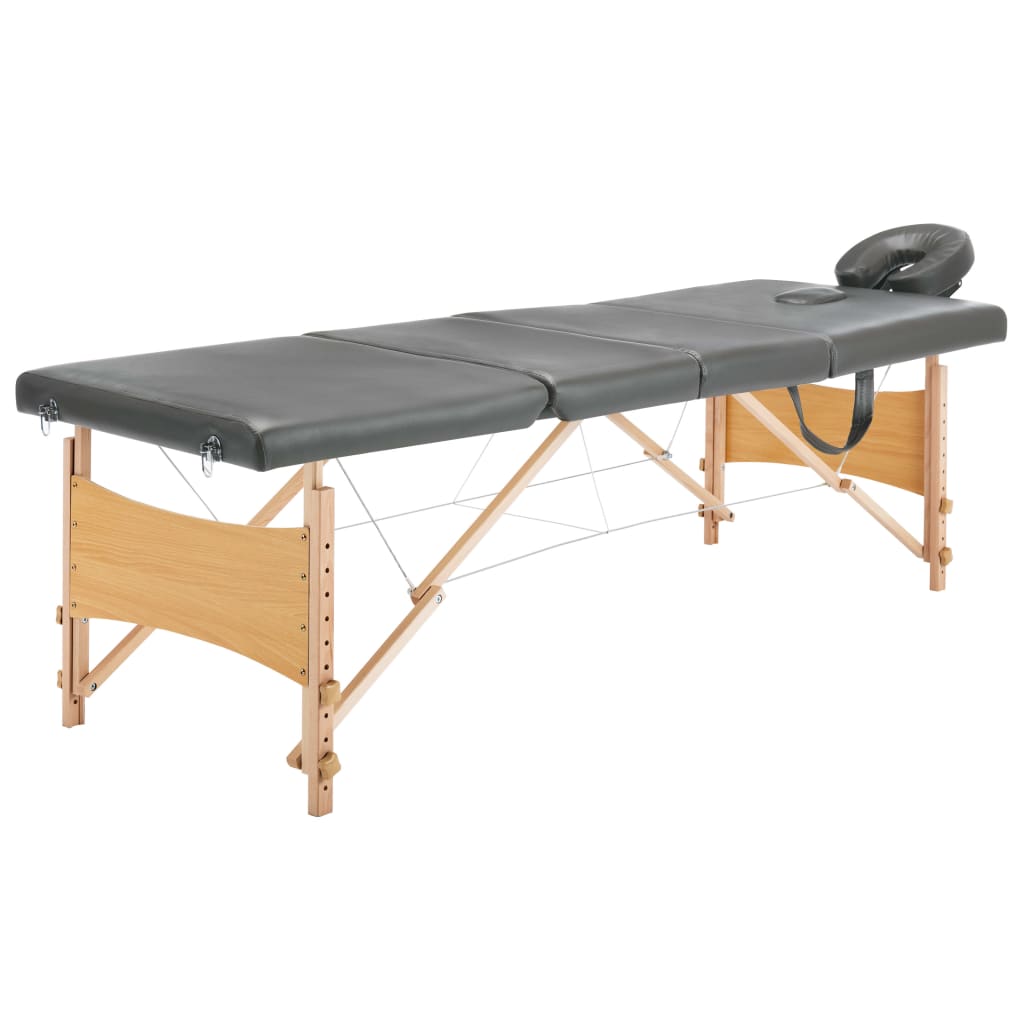 Lettino da massaggio 4 zone telaio in legno antracite 186x68cm cod mxl 65827