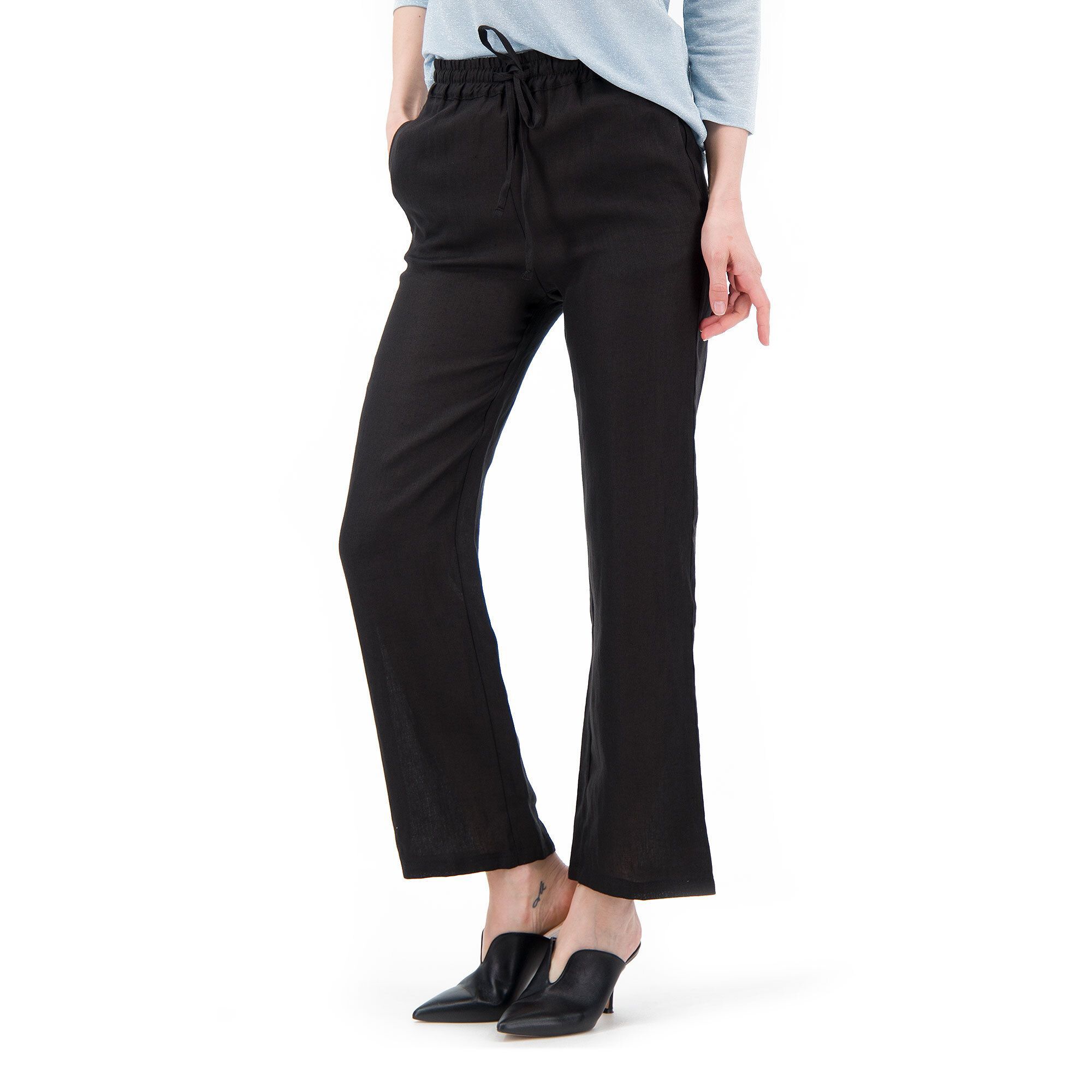 Caterina Lancini Pantaloni in lino con elastico in vita