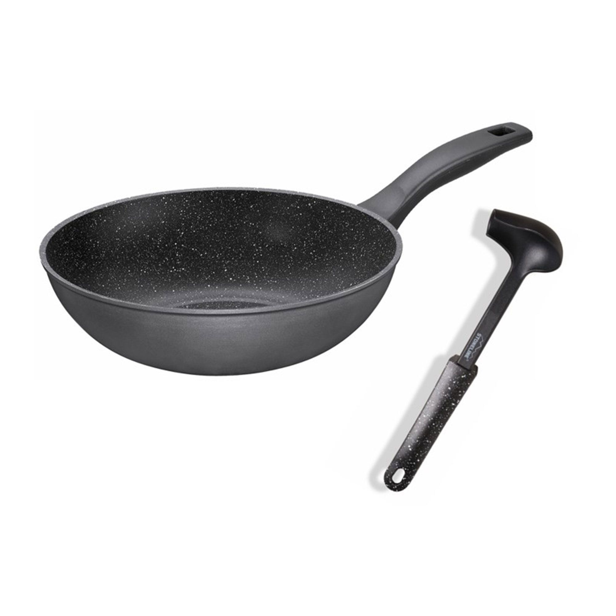 Stoneline Set di 2 pezzi Asian Wok, 30 cm e cucchiaio da portata