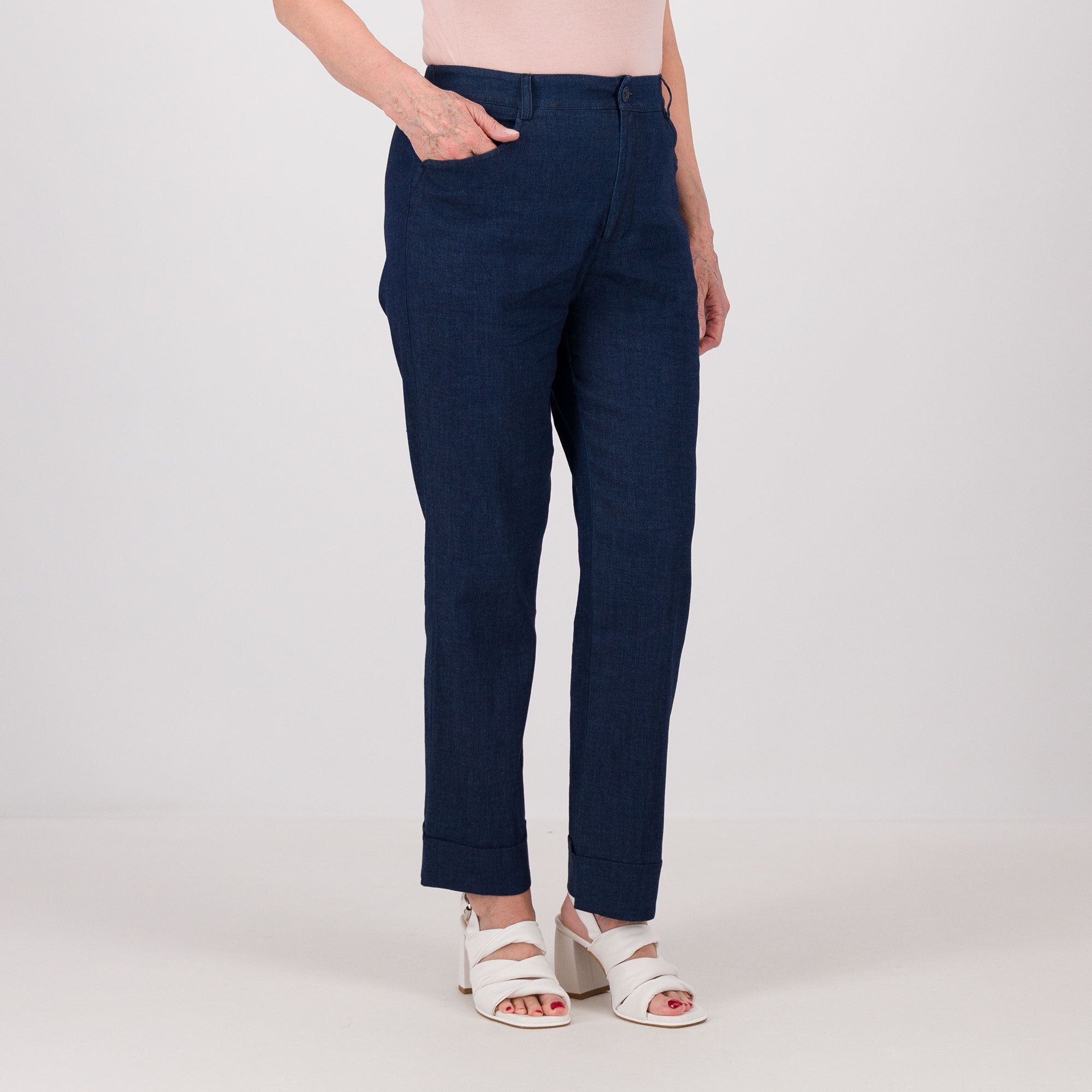 Caterina Lancini Jeans a sigaretta con risvolto al fondo