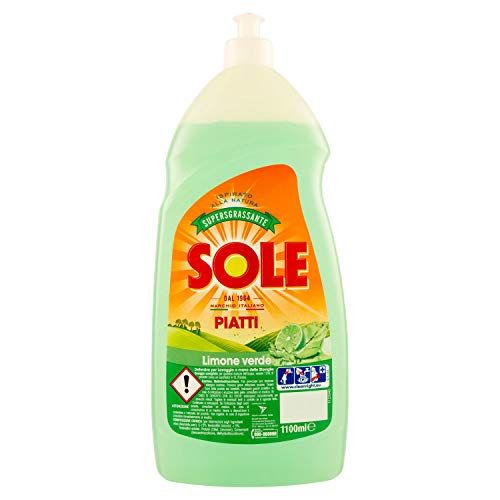 Sole Detersivo Per Piatti, Azione Sciogligrasso, Supergrassante Con Limone Verde, 1100 Millilitro