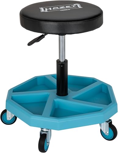 Hazet Sedile Da Lavoro 195N-4, Struttura Tubolare Stabile, 5 Ruote Scorrevoli Da 75 Mm, Altezza Regolabile 430-550 Mm, Portata Fino A 150 Kg, Grande C
