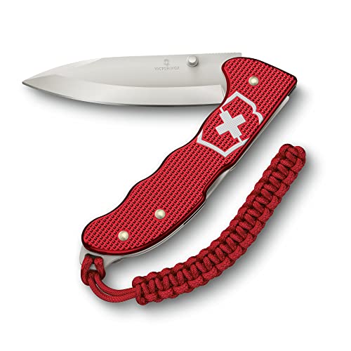 Victorinox Coltellino Svizzero Hunter Evoke Alox, Coltello Ripiegabile, Outdoor, 5 Funzioni Incl. Lama Da 10 Cm E Cordino In Paracord, Rosso