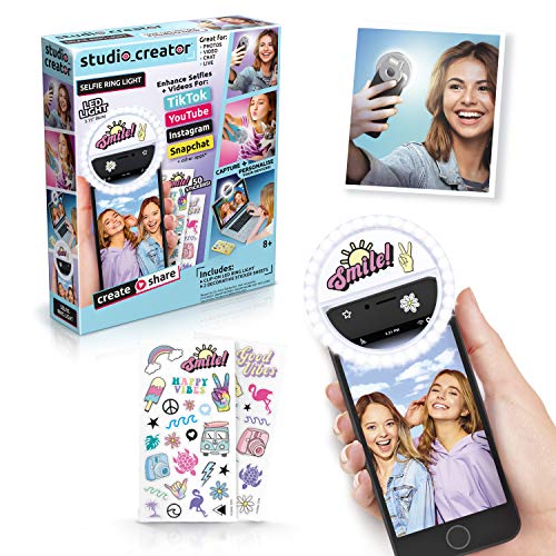 Studio Creator Luce Ad Anello Per Selfie, Clip Su Telefono/Computer Portatile/Tablet, 3 Modalità Di Illuminazione, Personalizzabile Con Fogli Adesivi,