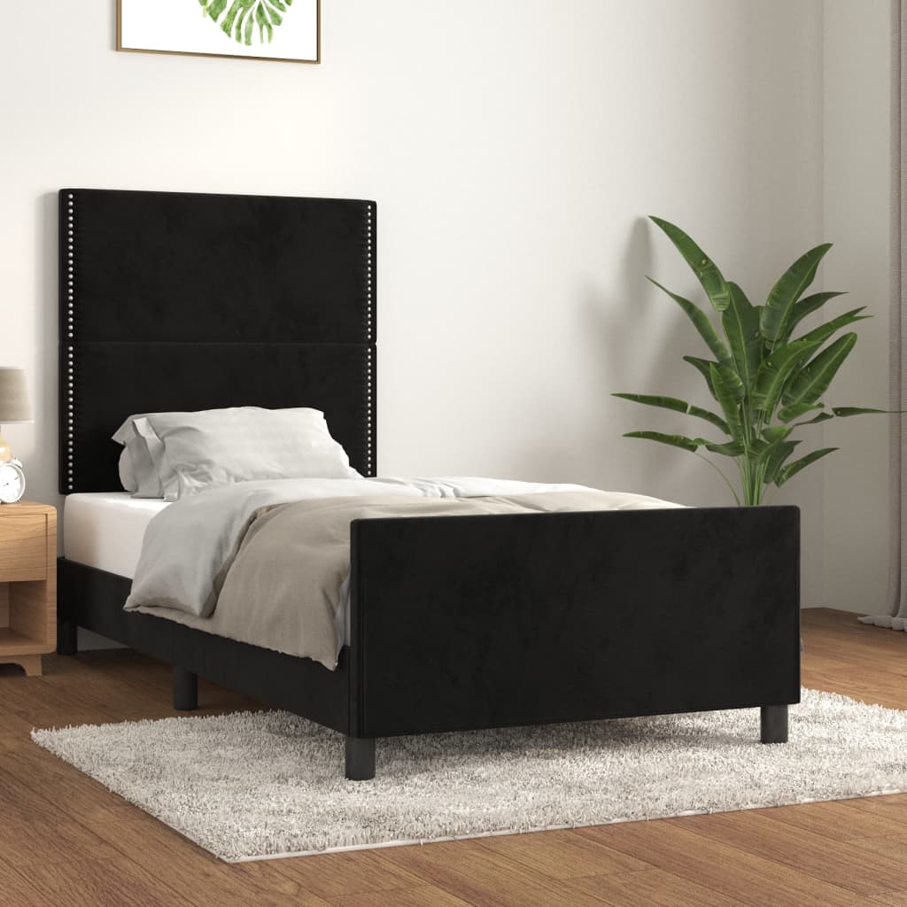 vidaXL Cadre de lit avec tête de lit Noir 90x200 cm Velours