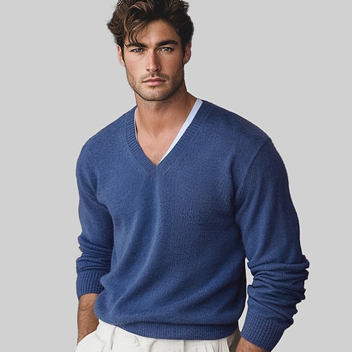 maglione da uomo in cashmere maglione lavorato a maglia tinta unita scollo a V maglieria elegante regali di natale casa abbigliamento abbigliamento au