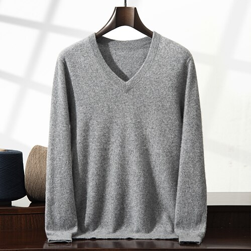 maglione da uomo in cashmere maglione lavorato a maglia tinta unita scollo a V maglieria elegante regali di natale casa abbigliamento abbigliamento au