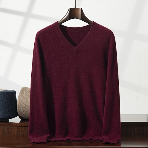 maglione da uomo in cashmere maglione lavorato a maglia tinta unita scollo a V maglieria elegante regali di natale casa abbigliamento abbigliamento au