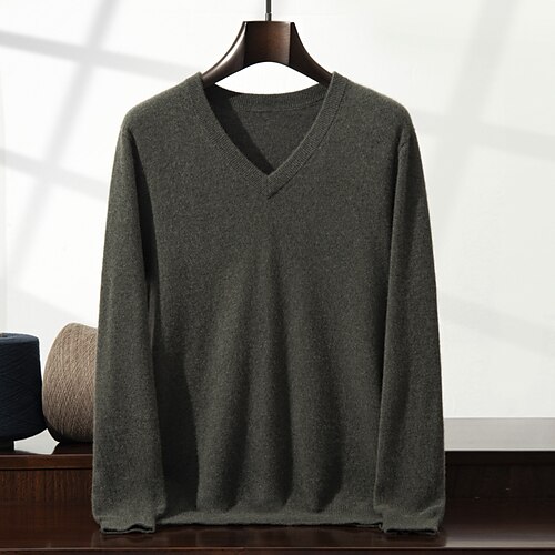 maglione da uomo in cashmere maglione lavorato a maglia tinta unita scollo a V maglieria elegante regali di natale casa abbigliamento abbigliamento au