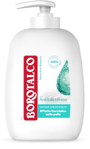 Borotalco, Sapone Liquido Igienizzante, Con Antibatterico, Effetto Borotalco, Pelle Morbida, Liscia E Vellutata, Profumo Di Muschio Bianco, Rispetta I