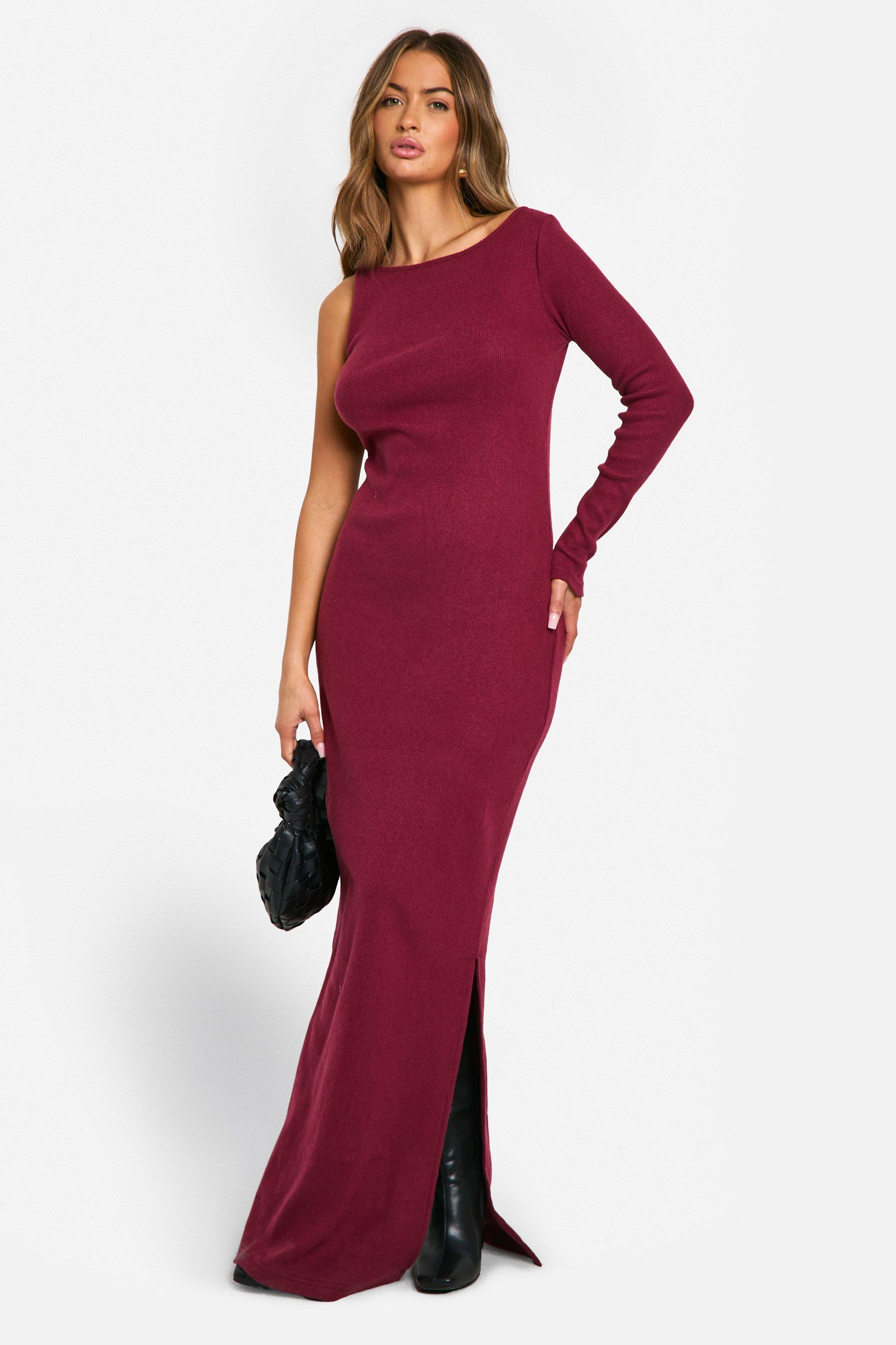 Vestito maxi a coste spazzolate, Purple