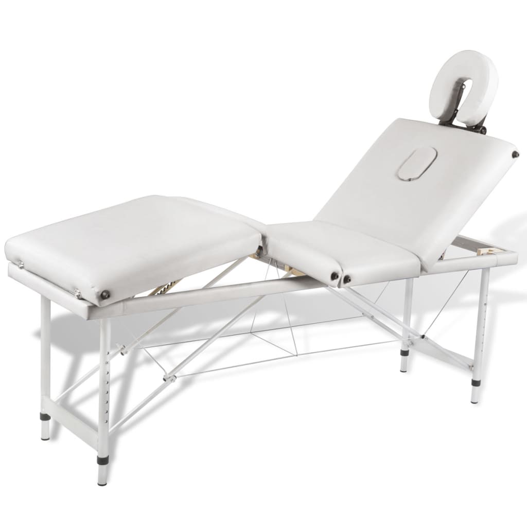 Lettino massaggio pieghevole bianco crema 4 zone con telaio alluminio cod mxl 13788