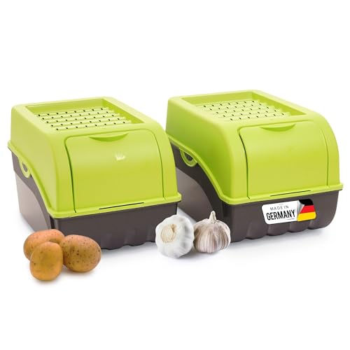 Novaliv Contenitore Per Patate, 2 Pezzi, 5 L, Verde, Per Patate, Per Verdure, Impilabile, Per Cipolle, Per Patate, Frutta, Cipolle, Per Patate, Cipoll