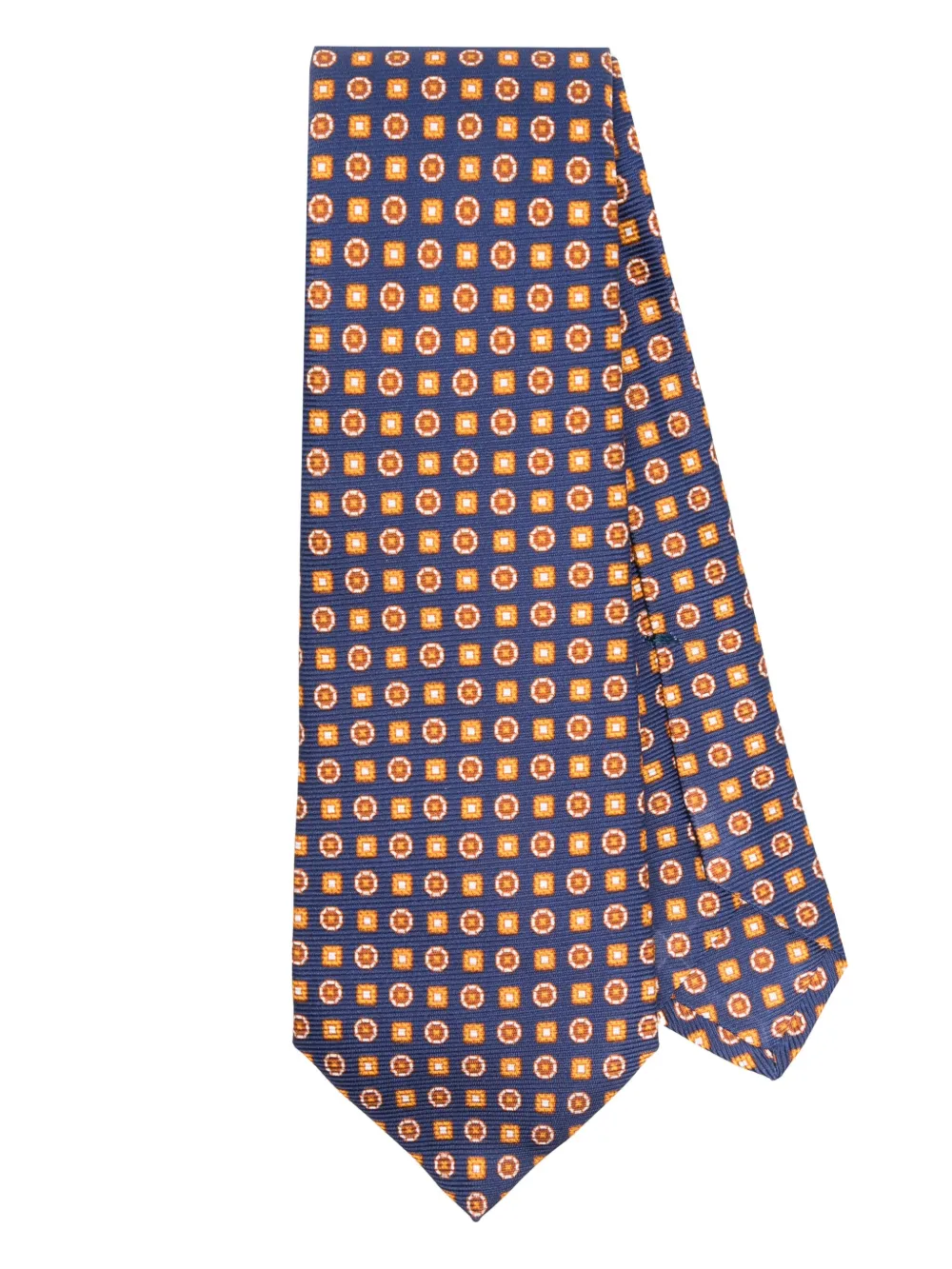Kiton geometric-print silk tie - Blu