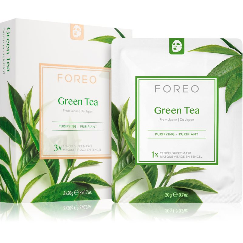Foreo Farm To Face Sheet Mask Green Tea Maseczka W Płachcie O Działaniu Łagodzącym Do Skóry Mieszanej 3X20 G