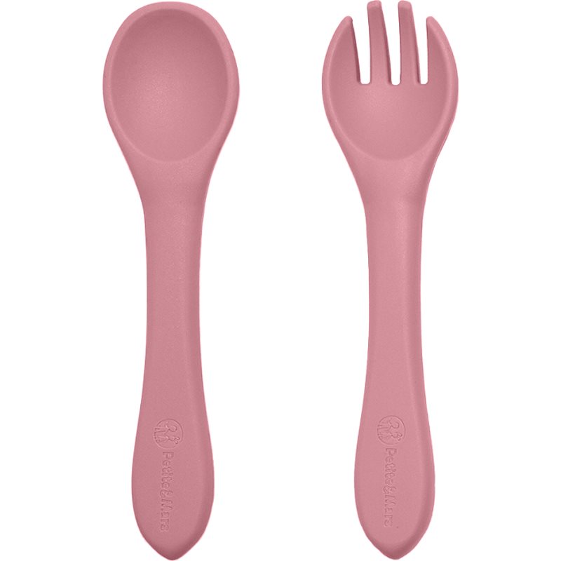 Petite&Mars Take&Match Silicone Cutlery Sztućce Dusty Rose 6 M+ 2 Szt.