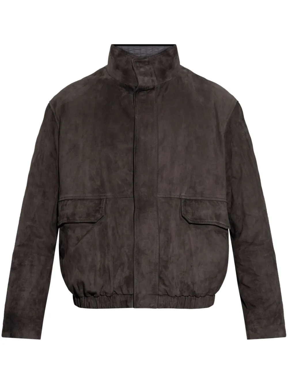 Emporio Armani stand-up collar suede jacket - Verde