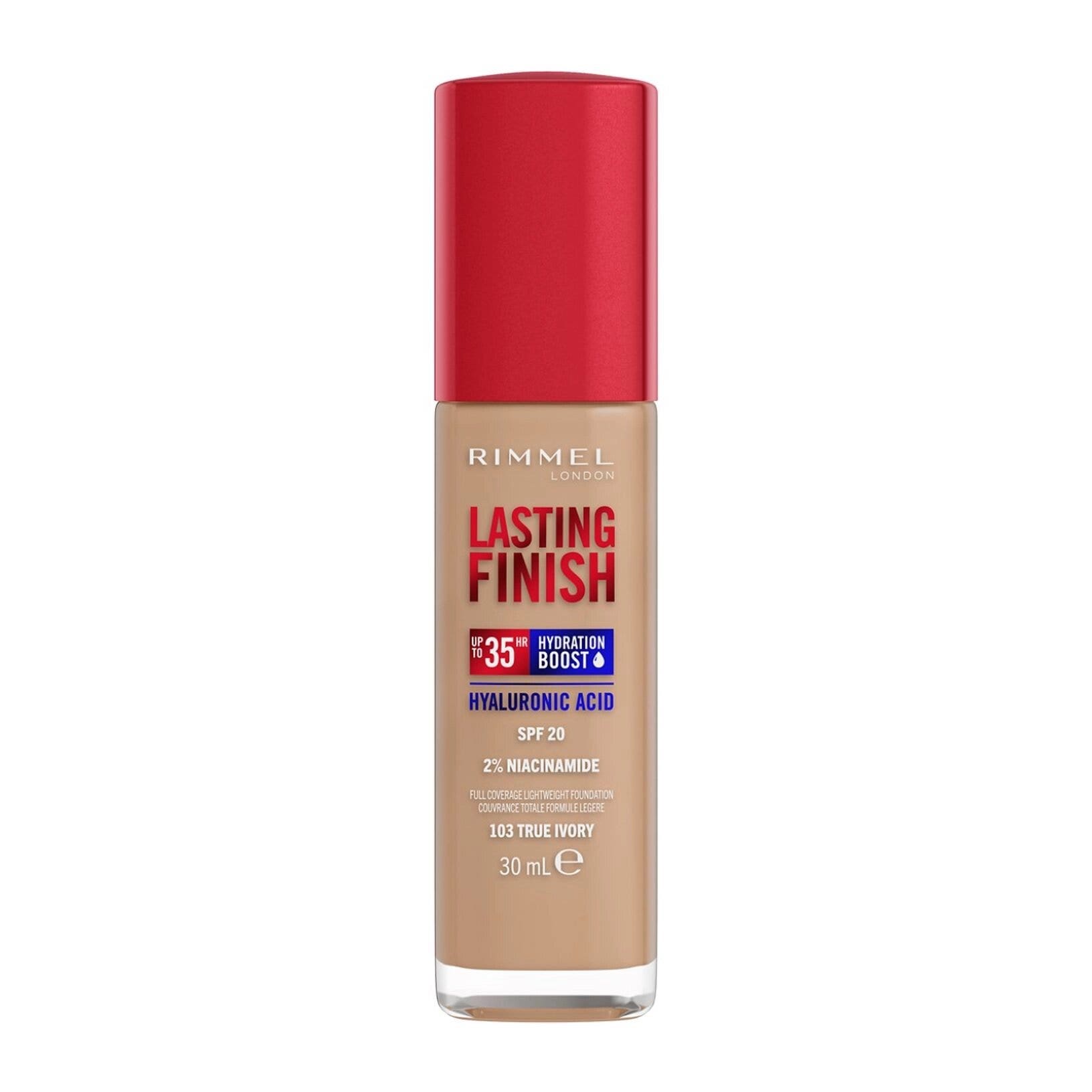 Rimmel Fondotinta Lasting Finish 35h Con Acido Ialuronico 103 True Ivory 30ml